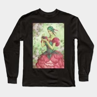 Rose Seelie Faerie Fairy Art Floral Flower Woman Olde Fae Game Art Long Sleeve T-Shirt